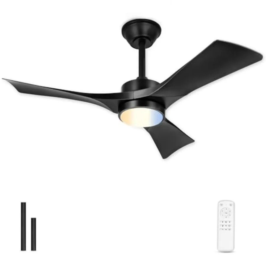 42 Inch Indoor Outdoor Ceiling Fan with Light and Remote 3CCT Dimmable LED Modern Black Ceiling Fan Reversible Motor Quiet 3-Bl
42 Inch Indoor Outdoor Ceiling Fan with Light and Remote 3CCT Dimmable LED Modern Black Ceiling Fan Reversible Motor Quiet 3-Bl
