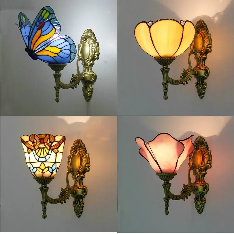 European Retro Up Down Stained Glass Butterfly Wall Lights for Bedroom Bedside Corridor Mirror Front E27 LED Turkish Lamp
European Retro Up Down Stained Glass Butterfly Wall Lights for Bedroom Bedside Corridor Mirror Front E27 LED Turkish Lamp