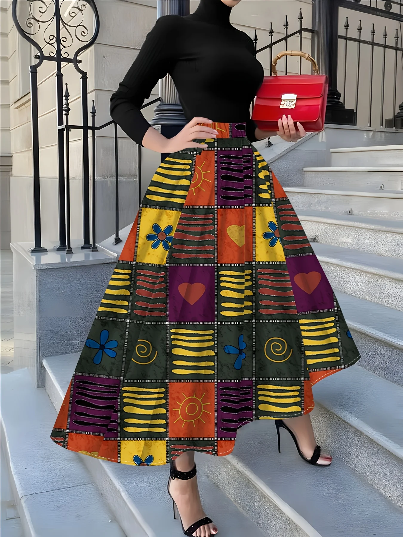 Women's Vacation Style Patchwork Print Skirt Summer Casual High Waist A Line Midi Skirt for Women Trendy Fashion Streetwear
Women's Vacation Style Patchwork Print Skirt Summer Casual High Waist A Line Midi Skirt for Women Trendy Fashion Streetwear