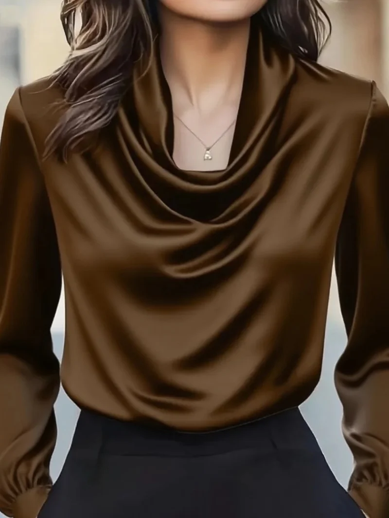Elegant Satin Cowl Neck Long Sleeve Blouse for Women Office Casual Wear Top
Elegant Satin Cowl Neck Long Sleeve Blouse for Women Office Casual Wear Top