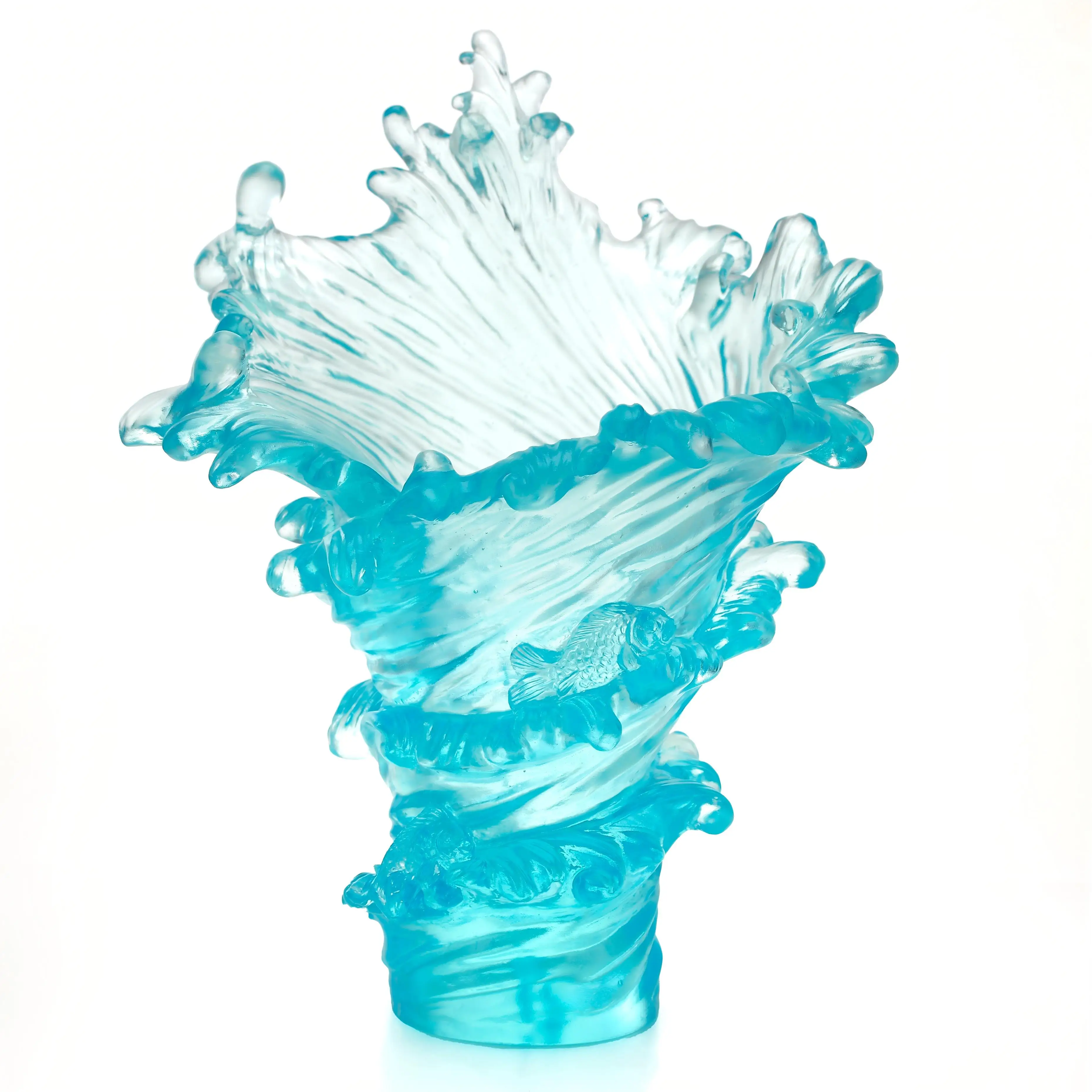 Liuli Wave Glass Vase Creative Antique-style Crystal Craft Ornament Unique Flower Vase Design with Dewaxed Castings Gifts
Liuli Wave Glass Vase Creative Antique-style Crystal Craft Ornament Unique Flower Vase Design with Dewaxed Castings Gifts