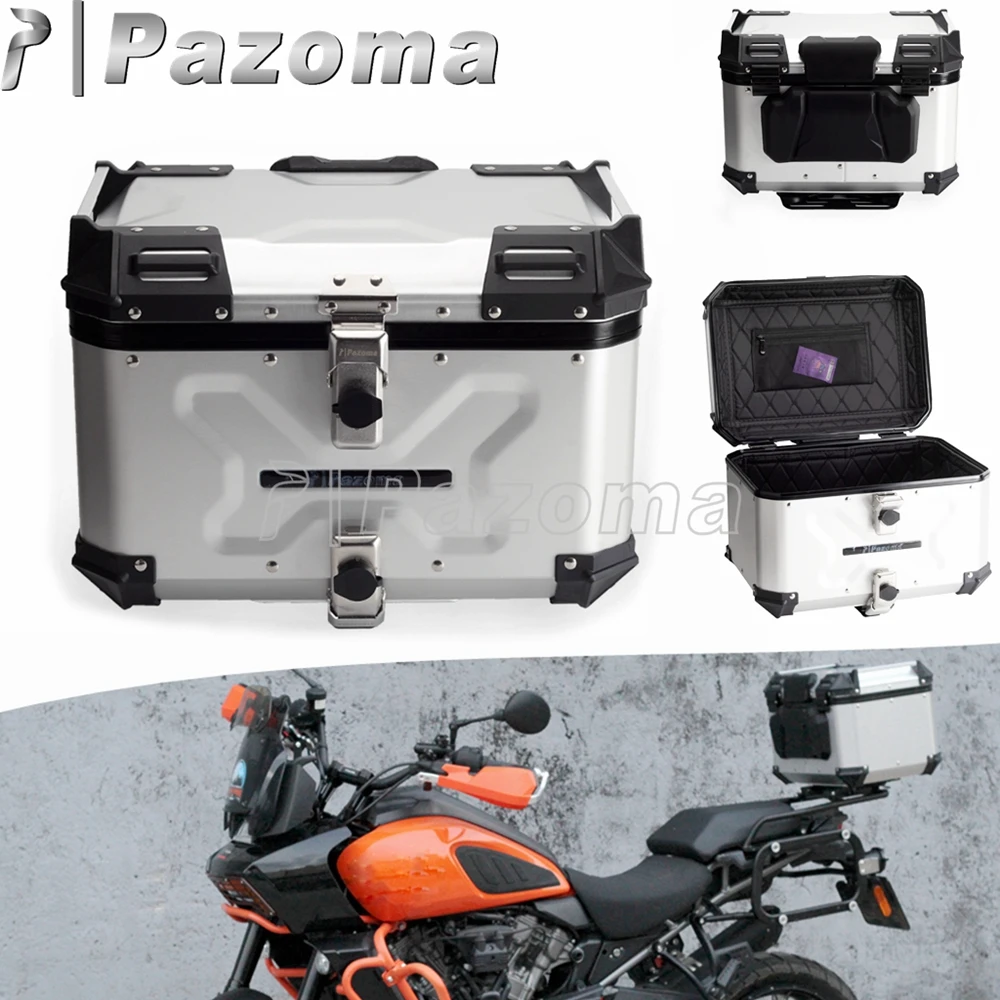 Silver Aluminum Motorcycle Top Case Box For Harley Pan America 1250 RA1250 S Rear Trunk W/ Tail Mount Bracket Rack Kit 2021 2024
Silver Aluminum Motorcycle Top Case Box For Harley Pan America 1250 RA1250 S Rear Trunk W/ Tail Mount Bracket Rack Kit 2021 2024