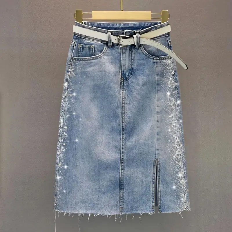 Jeans Skirts for Women Diamond High Waist Woman Denim Skirt Midi with Slit Korean Fashion Aesthetic Chic and Elegant Streetwear
Jeans Skirts for Women Diamond High Waist Woman Denim Skirt Midi with Slit Korean Fashion Aesthetic Chic and Elegant Streetwear