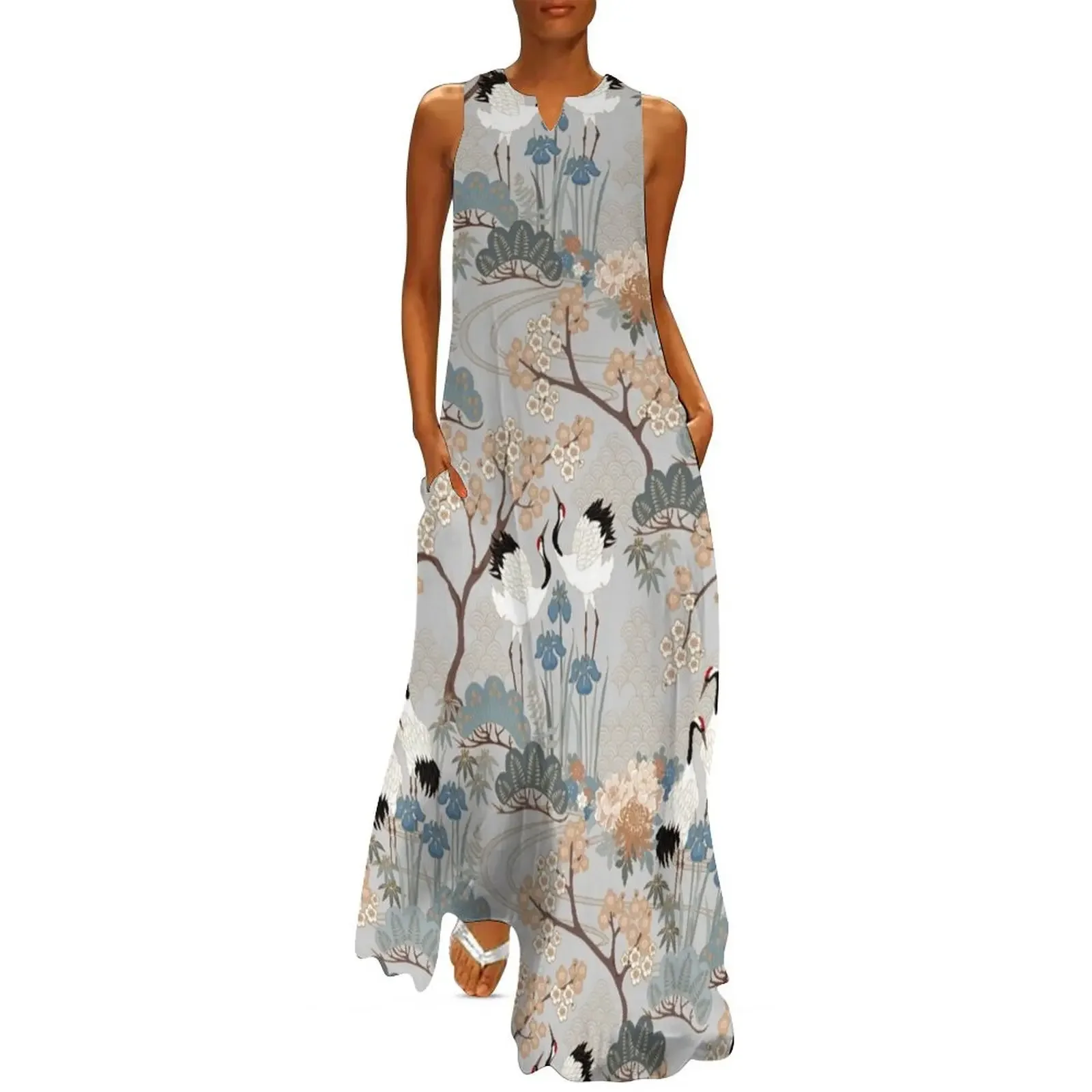 Japanese Garden Gray Long Dress women evening dress long dress women summer women Woman clothing
Japanese Garden Gray Long Dress women evening dress long dress women summer women Woman clothing