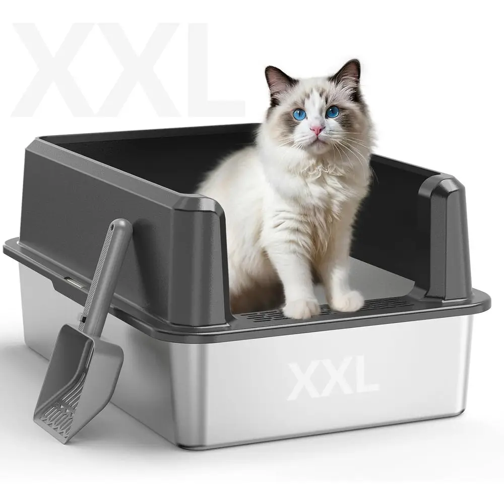 Enclosed StainlSteel Cat Litter Box with Lid, XL Extra Large Litter Box or Big Cats, Metal Litter Pan High Sided, Never Absorbs
Enclosed StainlSteel Cat Litter Box with Lid, XL Extra Large Litter Box or Big Cats, Metal Litter Pan High Sided, Never Absorbs