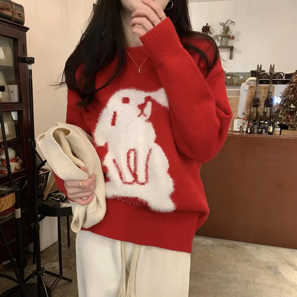 Cartoon Rabbit Autumn Sweater Women O-Neck Long Sleeve Casual Knitted Jumpers Loose Vintage Korean Pullovers Kawaii Red
Cartoon Rabbit Autumn Sweater Women O-Neck Long Sleeve Casual Knitted Jumpers Loose Vintage Korean Pullovers Kawaii Red
