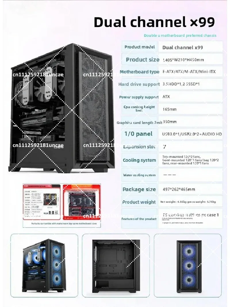 Dual CPU Chassis X99 Server Case with 33-Inch Wide E-ATX Motherboard Support, Side Window Computer Case
Dual CPU Chassis X99 Server Case with 33-Inch Wide E-ATX Motherboard Support, Side Window Computer Case