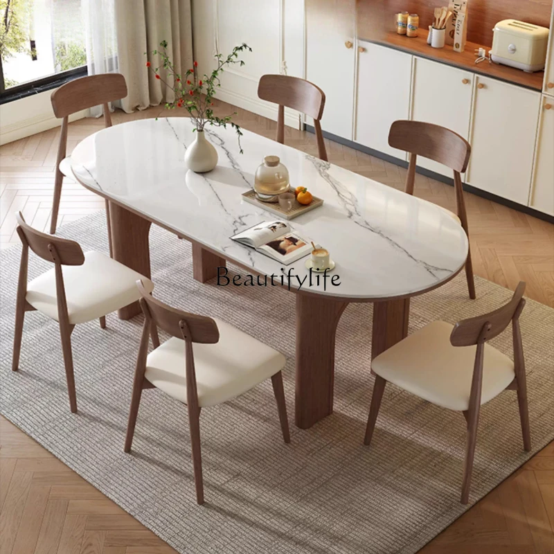 Solid wood dining table and chairs combination full pallet retro style rectangular dining table rock slab
Solid wood dining table and chairs combination full pallet retro style rectangular dining table rock slab