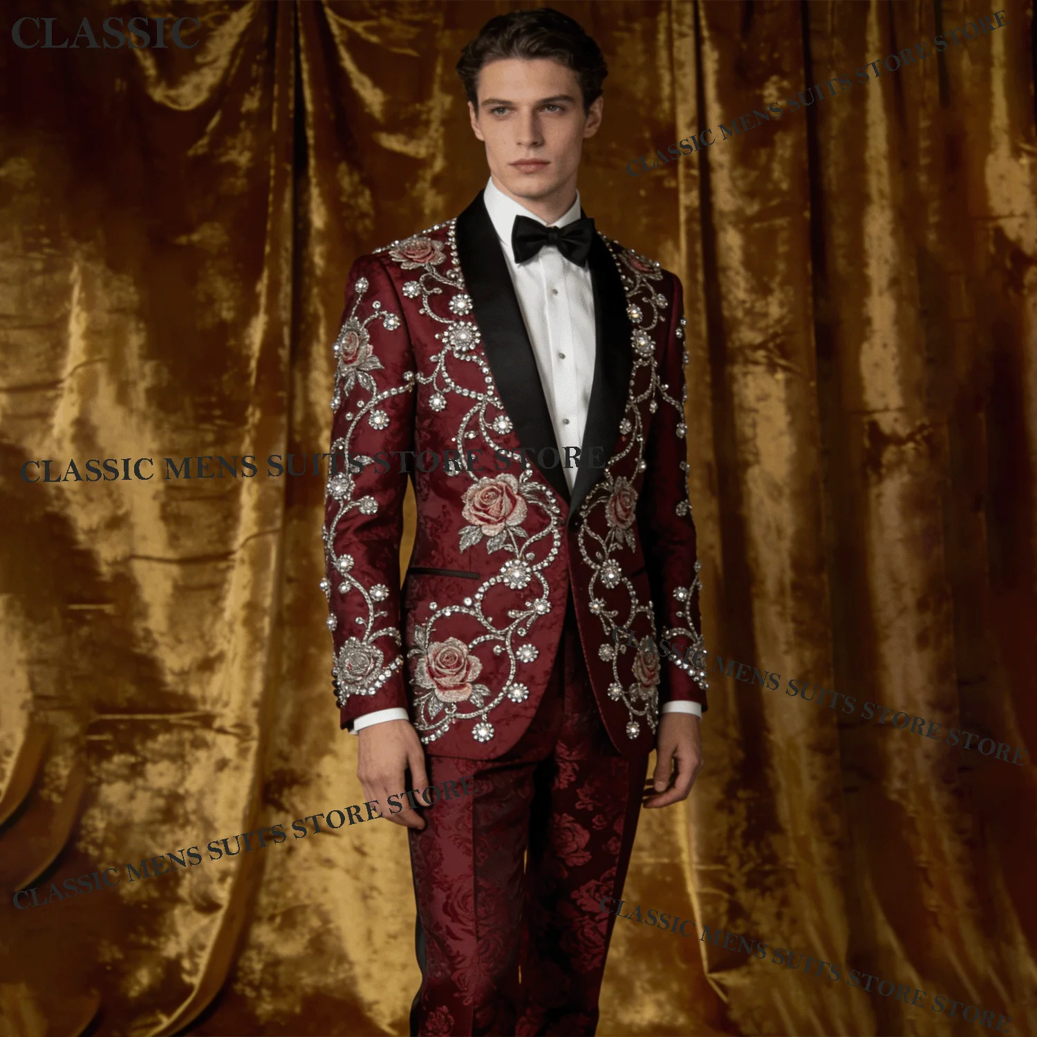 Handsome Customized Rhinestones Crystals Men Suits Wedding Tuxedos Slim Fit Formal Ropa hombre 2 Pieces Sets Groom Male Blazers
Handsome Customized Rhinestones Crystals Men Suits Wedding Tuxedos Slim Fit Formal Ropa hombre 2 Pieces Sets Groom Male Blazers