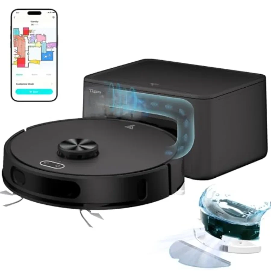 Robot Vacuum and Mop Combo for Home Use, Black ABS Plastic, Black, 8000Pa Suction + Self-Emptying + 70-Day Hands-Free Cleaning
Robot Vacuum and Mop Combo for Home Use, Black ABS Plastic, Black, 8000Pa Suction + Self-Emptying + 70-Day Hands-Free Cleaning
