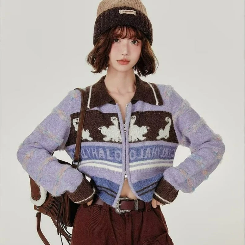 American Retro Double-zipper Knitted Cardigan Women's Top 2026 Autumn/winter New Style Fashion Lapel Short Casual Outerwear
American Retro Double-zipper Knitted Cardigan Women's Top 2026 Autumn/winter New Style Fashion Lapel Short Casual Outerwear