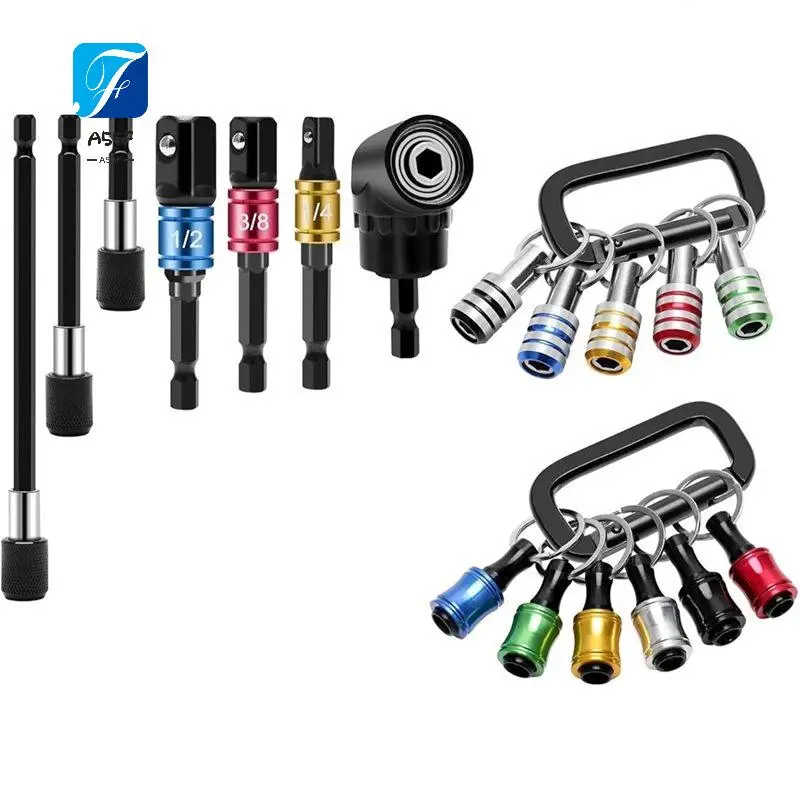 A55F-Bit Holder,11P Drill Bit Holder Keychain/3P Impact Drill Sockets Adapter/3P 1/4''Quick Hex Shank/ 105°Right Angle Driver
A55F-Bit Holder,11P Drill Bit Holder Keychain/3P Impact Drill Sockets Adapter/3P 1/4''Quick Hex Shank/ 105°Right Angle Driver