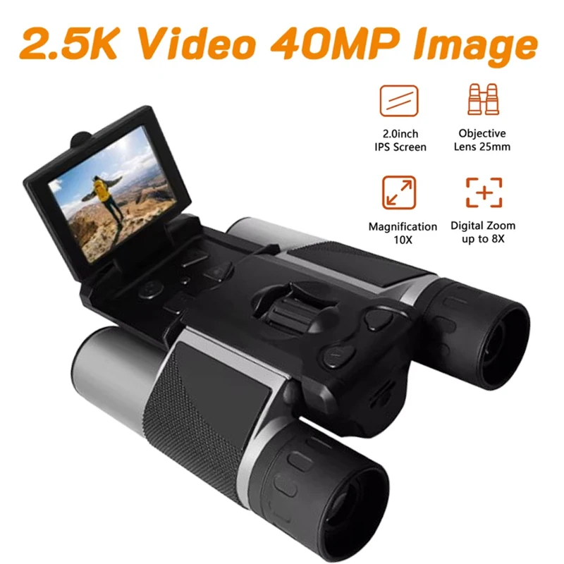 2.5K 40MP Digital Camera Binoculars with 2.0" LCD Screen 8X Zoom Video Photo Recording Telescope for Outdoor Camping Bird Watchi
2.5K 40MP Digital Camera Binoculars with 2.0" LCD Screen 8X Zoom Video Photo Recording Telescope for Outdoor Camping Bird Watchi