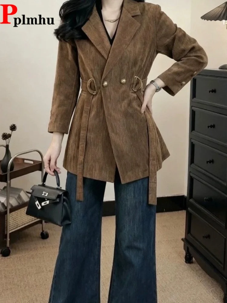 Vintage Lace-Up Thick Warm Suit Jackets Women's Casual Baggy Belt Chaquetas Coat Korean Fashion Button Loose Tops Jaquetas
Vintage Lace-Up Thick Warm Suit Jackets Women's Casual Baggy Belt Chaquetas Coat Korean Fashion Button Loose Tops Jaquetas