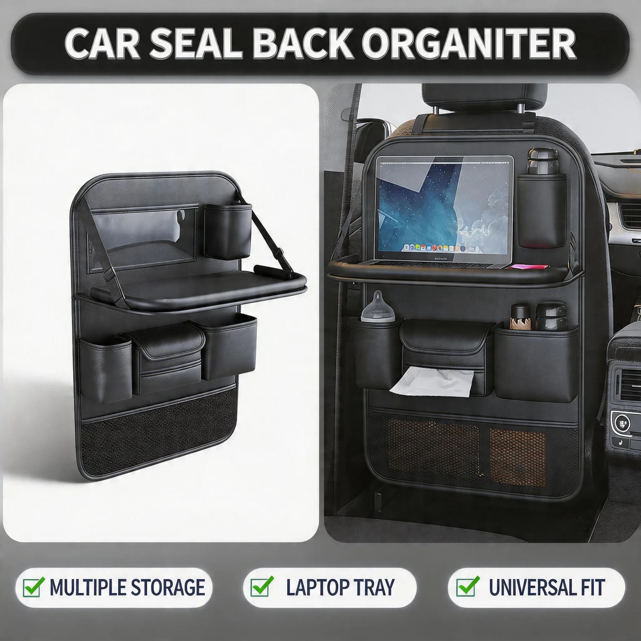 Multi-Pocket Rear Seat Organizer Premium Waterproof PU Leather Car Seat Back Pocket with Stain Proof Tablet Storage for Kids Tra
Multi-Pocket Rear Seat Organizer Premium Waterproof PU Leather Car Seat Back Pocket with Stain Proof Tablet Storage for Kids Tra