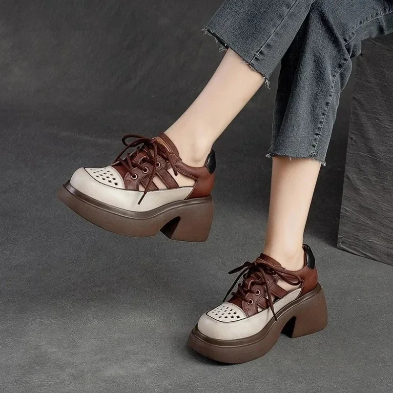 2025 ретро сандалии из натуральной кожи на толстой подошве со шнуровкой, женские летние новые туфли с круглым носком и толстым каблуком
2025 ретро сандалии из натуральной кожи на толстой подошве со шнуровкой, женские летние новые туфли с круглым носком и толстым каблуком