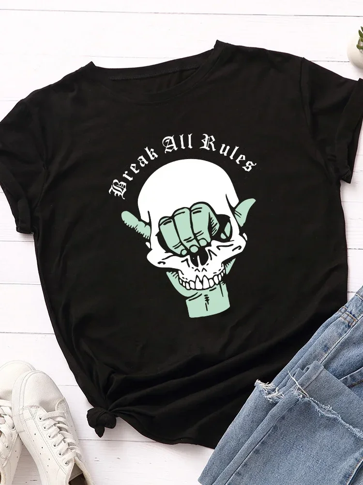 Break All Rules Skull Head Print Women T Shirt Short Sleeve O Neck Loose Women Tshirt Ladies Tee Shirt Tops Camisetas Mujer
Break All Rules Skull Head Print Women T Shirt Short Sleeve O Neck Loose Women Tshirt Ladies Tee Shirt Tops Camisetas Mujer