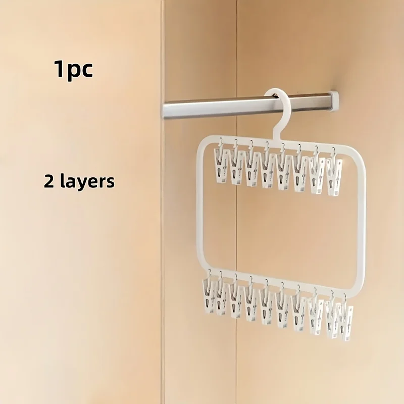 Multi-Clip Sock Underwear Hanger 3 Layers For Indoor/Outdoor Drying Storage Saves Space
Multi-Clip Sock Underwear Hanger 3 Layers For Indoor/Outdoor Drying Storage Saves Space