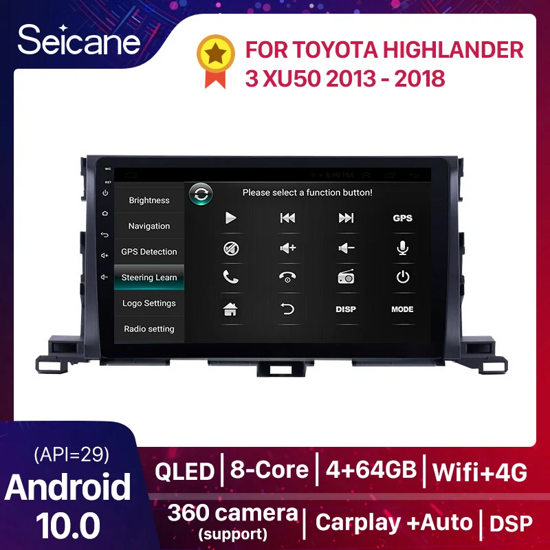 Seicane Car Radio Android 10.0 2 Din GPS Multimedia Player Autoradio 4+64G DSP QLED For Toyota Highlander 3 XU50 2013-2017 2018
Seicane Car Radio Android 10.0 2 Din GPS Multimedia Player Autoradio 4+64G DSP QLED For Toyota Highlander 3 XU50 2013-2017 2018
