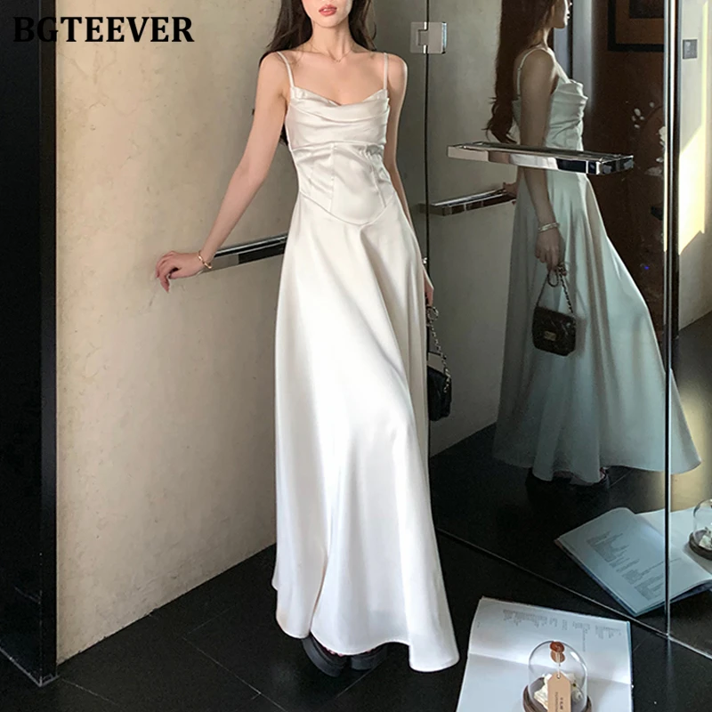 BGTEEVER Summer Elegant Women Sleeveless Satin Party Dress Stylish Ladies Slim Waist Spaghetti Strap A-line Dress
BGTEEVER Summer Elegant Women Sleeveless Satin Party Dress Stylish Ladies Slim Waist Spaghetti Strap A-line Dress