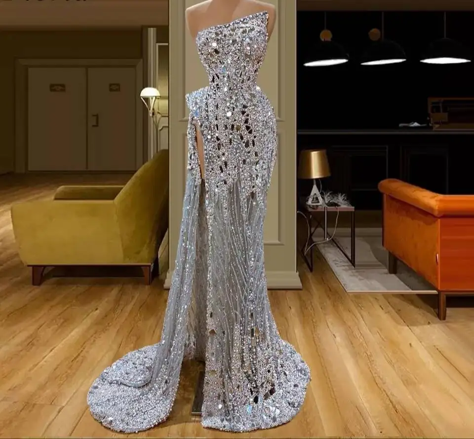 2023 Sleeveless Mermaid Prom Sexy Sequins Hand Beaded High Split Prom Dress Luxury Personalized Evening Gown Robe De Soirée
2023 Sleeveless Mermaid Prom Sexy Sequins Hand Beaded High Split Prom Dress Luxury Personalized Evening Gown Robe De Soirée
