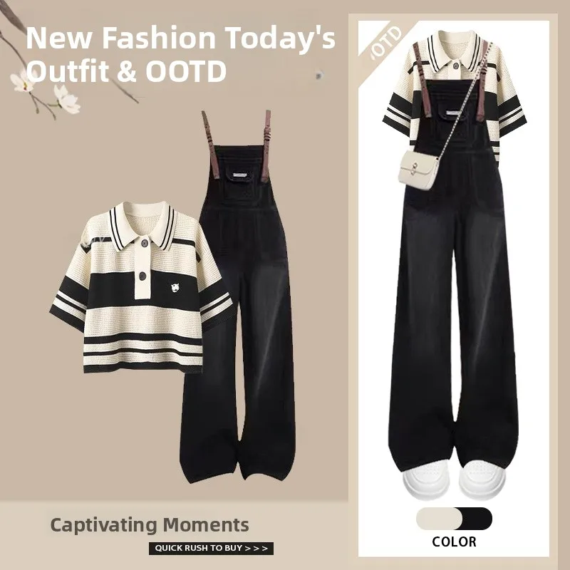 Летний наряд Sli, женский студенческий топ в полоску, винтажный универсальный джинсовый комбинезон, комплект из двух предметов
Летний наряд Sli, женский студенческий топ в полоску, винтажный универсальный джинсовый комбинезон, комплект из двух предметов