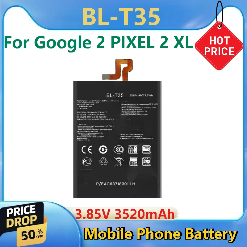 Новый высококачественный сменный аккумулятор BL-T35 3,85 В, 3520 мАч для LG Google 2 Pixel 2 XL
Новый высококачественный сменный аккумулятор BL-T35 3,85 В, 3520 мАч для LG Google 2 Pixel 2 XL