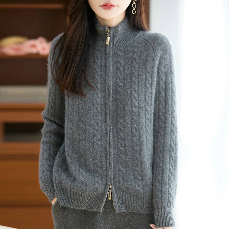 100% Wool Cardigan For Women 2025 Autumn Winter Thick Long Sleeve Mock Neck Fashion Warm Commuting Simple Casual Jacket Wool Top
100% Wool Cardigan For Women 2025 Autumn Winter Thick Long Sleeve Mock Neck Fashion Warm Commuting Simple Casual Jacket Wool Top