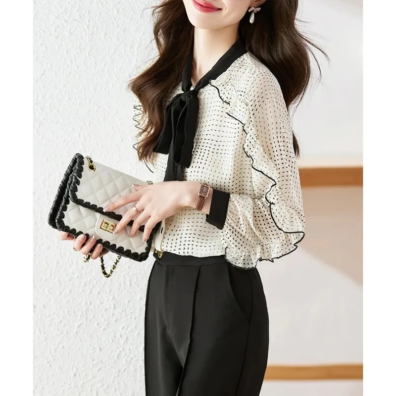 Chiffon Shirt Women's Design sense Shirt Spring 2025 High-end Chic Long sleeved Shirts Elegant temperament Loose Female Tops
Chiffon Shirt Women's Design sense Shirt Spring 2025 High-end Chic Long sleeved Shirts Elegant temperament Loose Female Tops