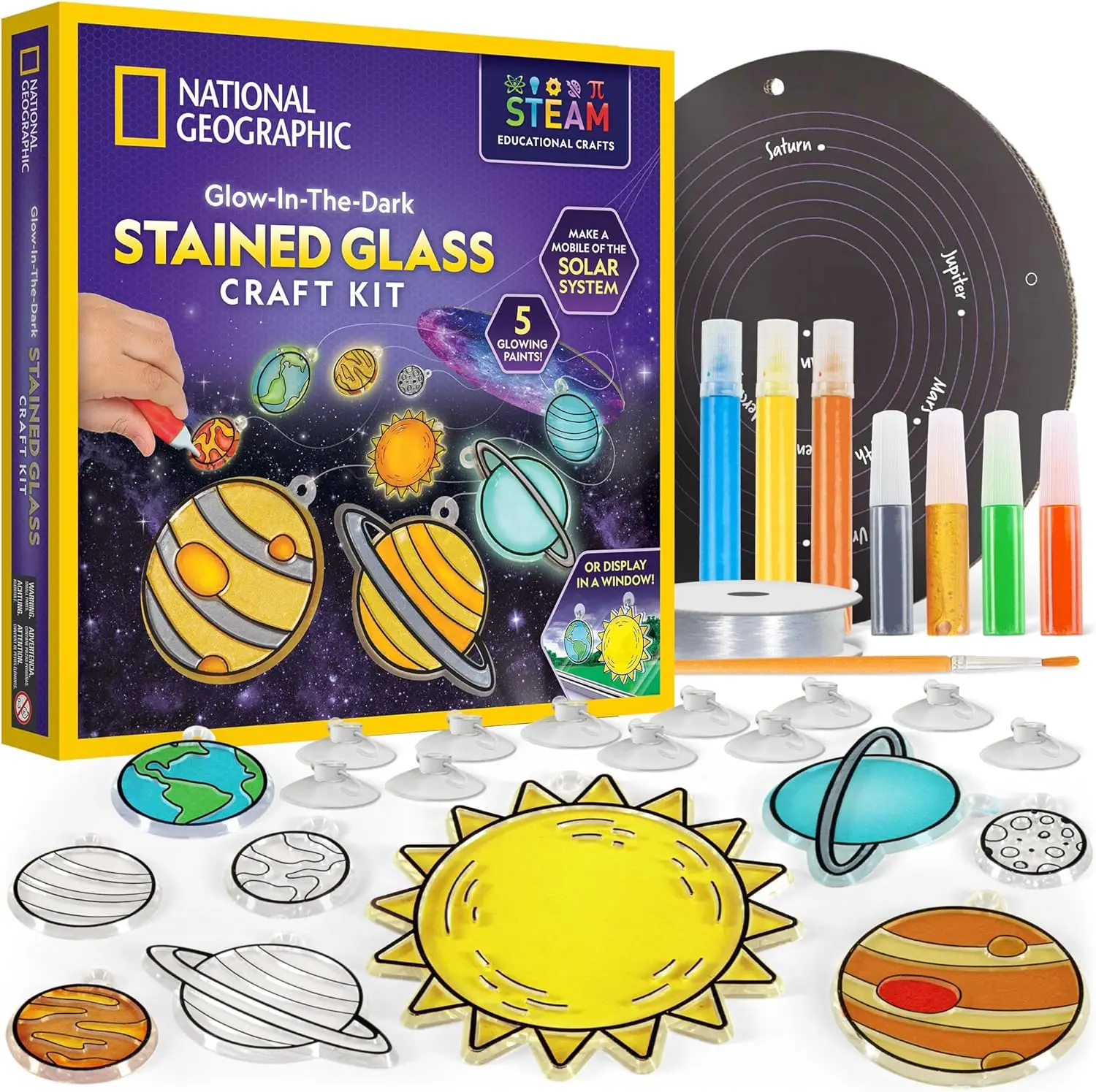 Stained Glass Solar System Art Kit - Glow in Dark Planets, Window Suncatchers & Hanging Mobile, Space Room Decor for Kids
Stained Glass Solar System Art Kit - Glow in Dark Planets, Window Suncatchers & Hanging Mobile, Space Room Decor for Kids