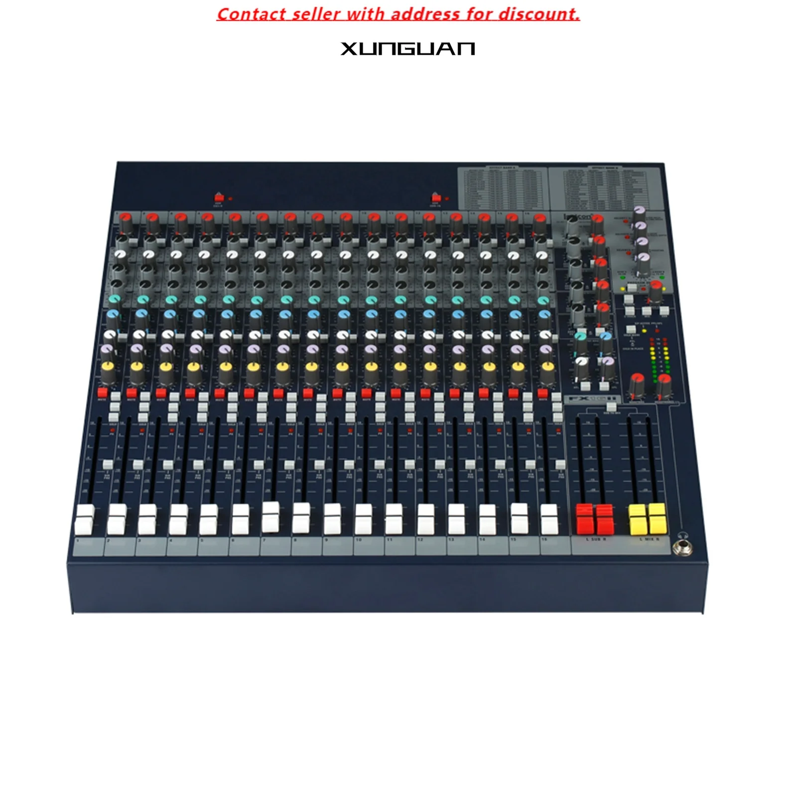 FX16II 32DSP Effects 16 Channel Console Audio Mixer 3-band EQ+ Mid Sweep/48V Phantom Power/2 AUX/1 Return
FX16II 32DSP Effects 16 Channel Console Audio Mixer 3-band EQ+ Mid Sweep/48V Phantom Power/2 AUX/1 Return