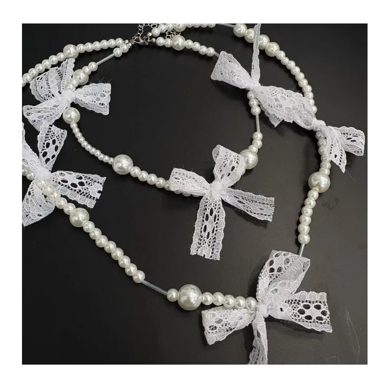 Light Luxury High-end Lace Bow Beaded Pearl Necklace Female Niche Design Double-layer Stacked Collarbone Chain
Light Luxury High-end Lace Bow Beaded Pearl Necklace Female Niche Design Double-layer Stacked Collarbone Chain