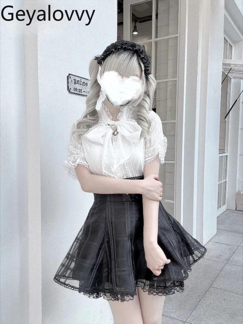 Solid Color Stand Collar Bow Brooch Lace Chiffon Blouse Summer New Japanese Sweet Versatile Short Sleeve Single-Breasted Top
Solid Color Stand Collar Bow Brooch Lace Chiffon Blouse Summer New Japanese Sweet Versatile Short Sleeve Single-Breasted Top