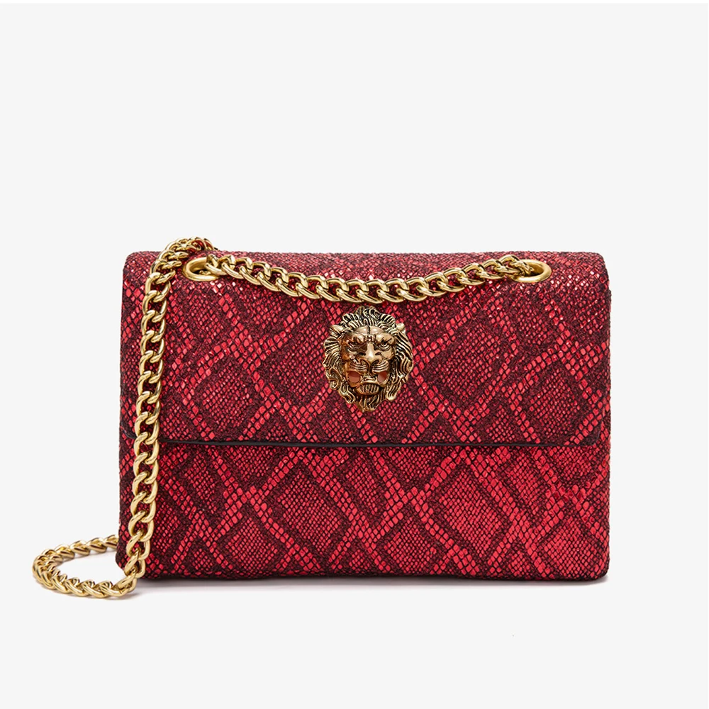 High-end chain women's handbag, single-shoulder crossbody lion head small bag, crocodile print fashion bag B3
High-end chain women's handbag, single-shoulder crossbody lion head small bag, crocodile print fashion bag B3