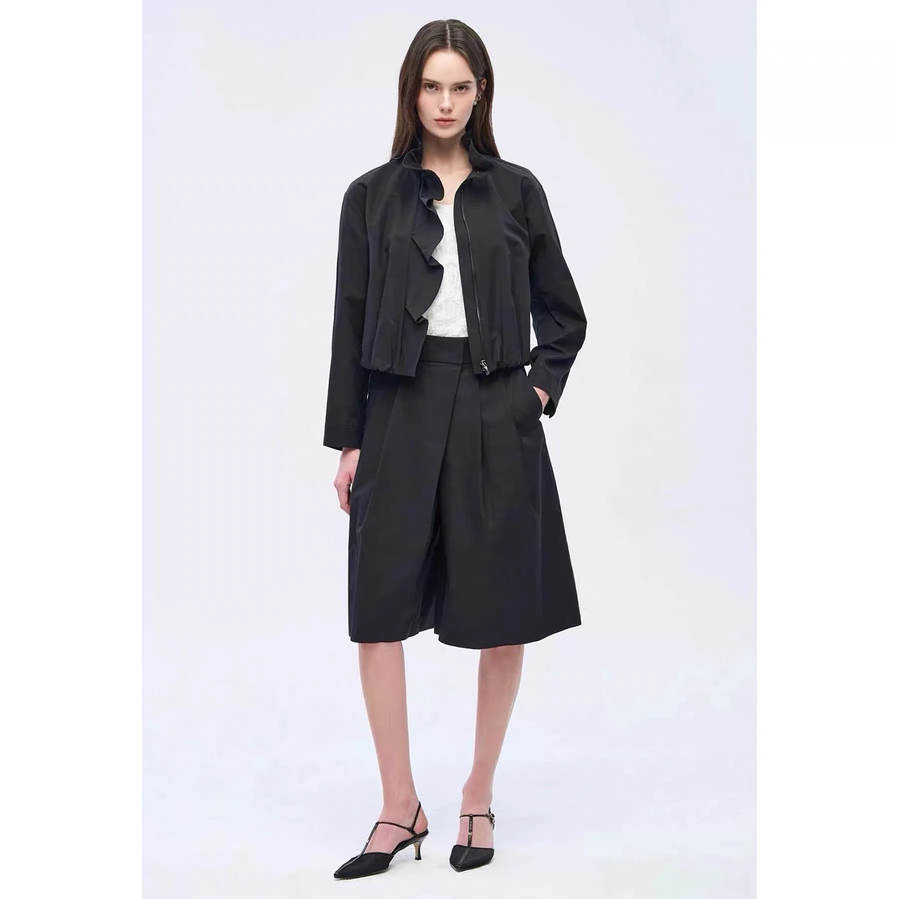 Lemon Cheese OBZ26 Spring Stand Collar Lace Trim Loose Versatile Jacket Shorts Set Women's Commute Style Long Sleeve Zipper P...
Lemon Cheese OBZ26 Spring Stand Collar Lace Trim Loose Versatile Jacket Shorts Set Women's Commute Style Long Sleeve Zipper P...