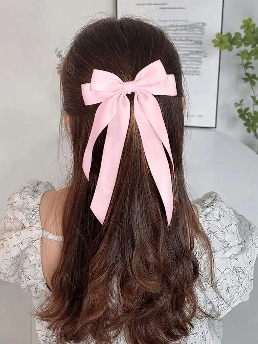 Pink Satin Bow Hair Clip For Women Fashion Hair Accessory Daily Wear
Pink Satin Bow Hair Clip For Women Fashion Hair Accessory Daily Wear