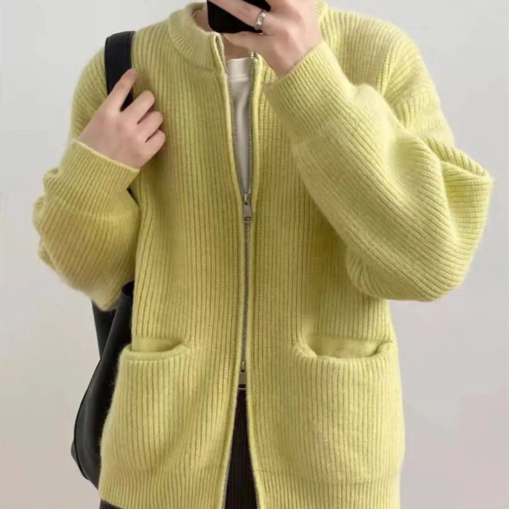 Women's Double Zipper Solid Color Cardigan Sweater Korean Style Loose Casual Knitted Autumn Winter Fashion for Ladies
Women's Double Zipper Solid Color Cardigan Sweater Korean Style Loose Casual Knitted Autumn Winter Fashion for Ladies