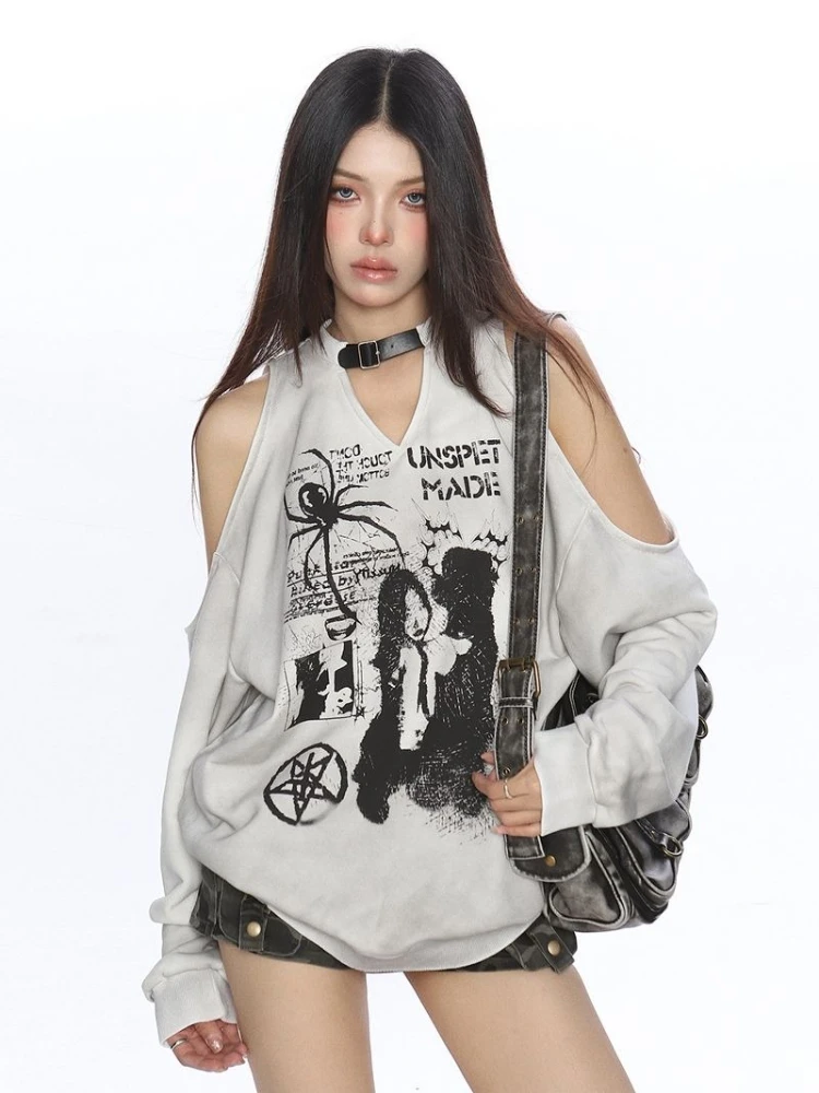 HOUZHOU Vintage Y2k Graphic Sweatshirts Women Gothic Sexy Off Shoulder Harajuku Pullover Grunge Streetwear Oversize Sweatshirts
HOUZHOU Vintage Y2k Graphic Sweatshirts Women Gothic Sexy Off Shoulder Harajuku Pullover Grunge Streetwear Oversize Sweatshirts