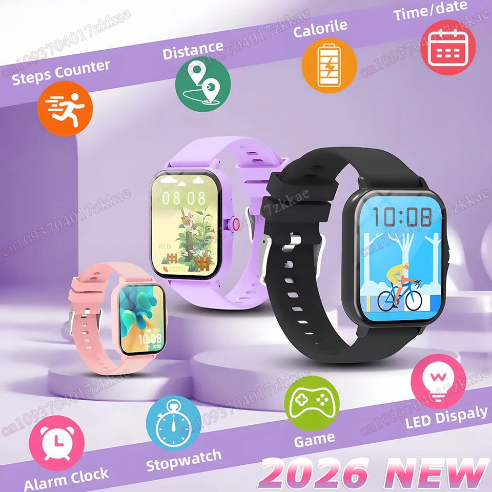 2026 1.83”HD Screen Bluetooth Call Pedometer Waterproof Smart Watch Sports Modes Sleep Monitoring Smartwatch Men Lady Kids Watch