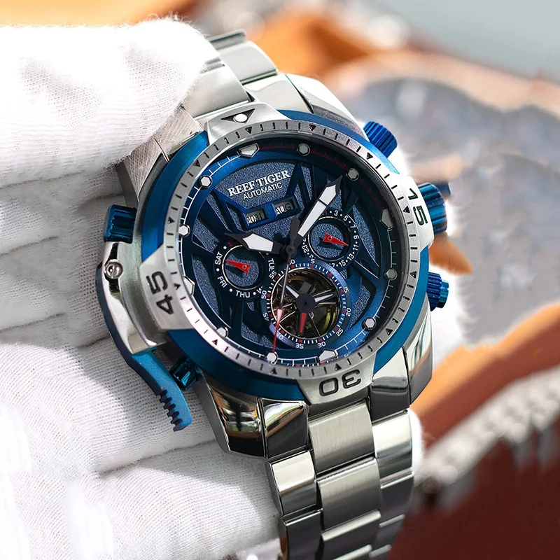 Men's Automatic Mechanical Watch Stainless Steel Case 10ATM Waterproof Moon Phase Display Luminous 51.3mm Diameter Wristwatch
Men's Automatic Mechanical Watch Stainless Steel Case 10ATM Waterproof Moon Phase Display Luminous 51.3mm Diameter Wristwatch