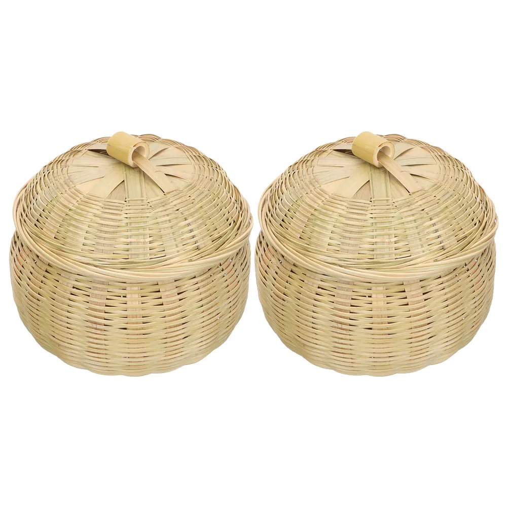 2Pcs Bamboo Woven Storage Basket 15cm Diameter x 14cm Height Lid Home Decor Organizer Sundry Box For Toy Table
2Pcs Bamboo Woven Storage Basket 15cm Diameter x 14cm Height Lid Home Decor Organizer Sundry Box For Toy Table