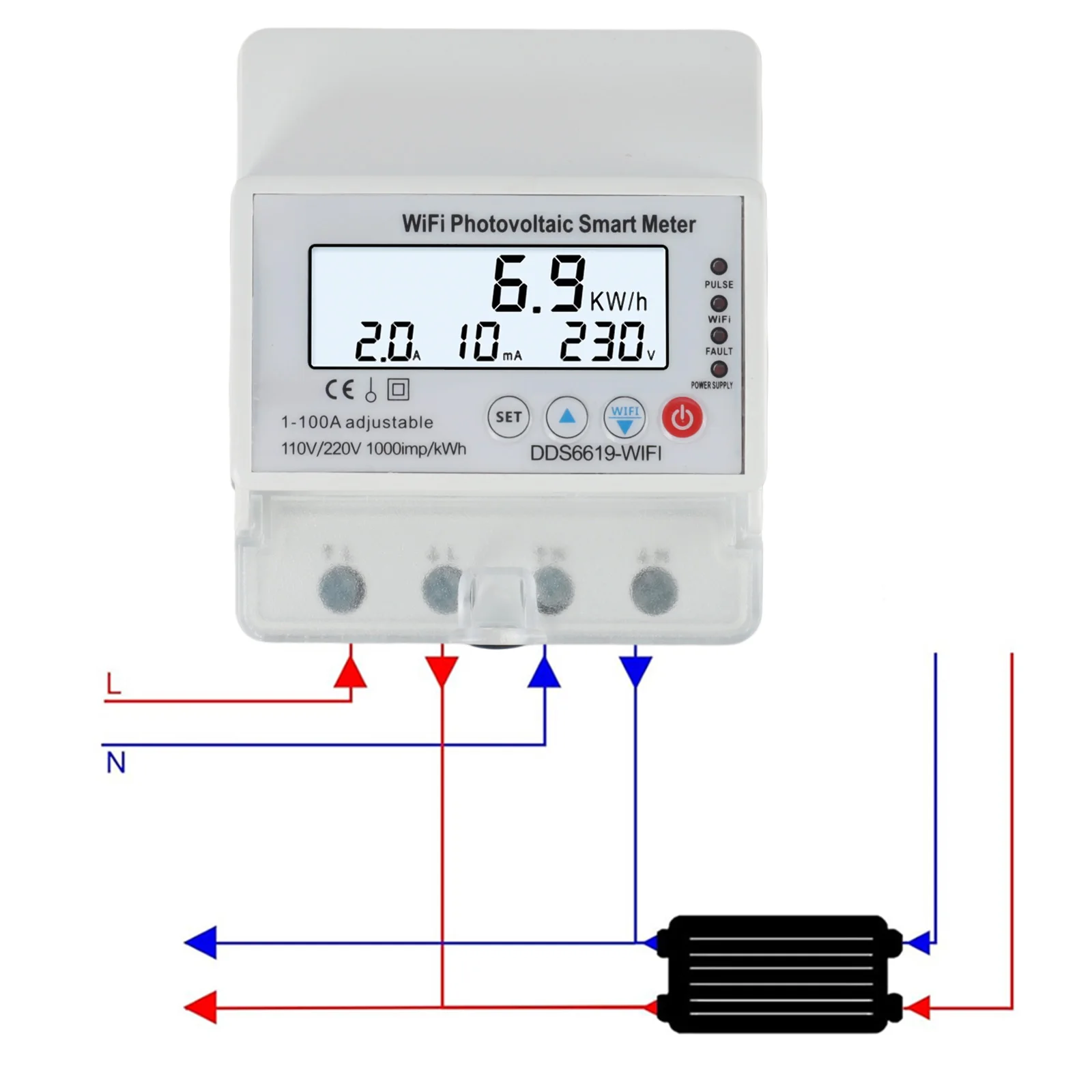 Gray Smart Meter Energy Meter For Solar Power Systems Digital Electricity Meter Overcurrent Protection 1.0A 100A
Gray Smart Meter Energy Meter For Solar Power Systems Digital Electricity Meter Overcurrent Protection 1.0A 100A