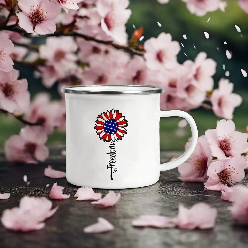 Эмалированная кружка с принтом подсолнечника, любви и звезды, креативные чашки для кофе, 4 июля, чашки для вечеринок, напитки, десерта, чашки с ручкой для молока, подарки на 4 июля 
Эмалированная кружка с принтом подсолнечника, любви и звезды, креативные чашки для кофе, 4 июля, чашки для вечеринок, напитки, десерта, чашки с ручкой для молока, подарки на 4 июля