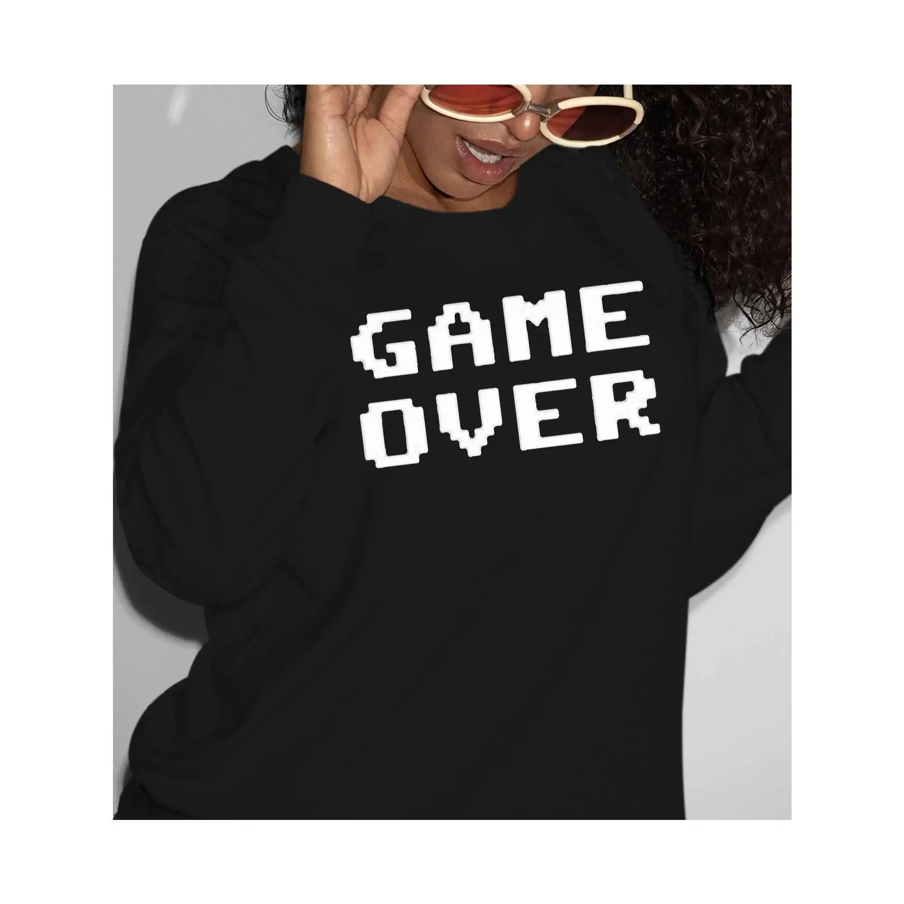 Women's "GAME OVER" Sweatshirt Fall Pixel Art Gaming Print Pullover Retro Gamer Casual Loose Long Sleeve Top
Women's "GAME OVER" Sweatshirt Fall Pixel Art Gaming Print Pullover Retro Gamer Casual Loose Long Sleeve Top