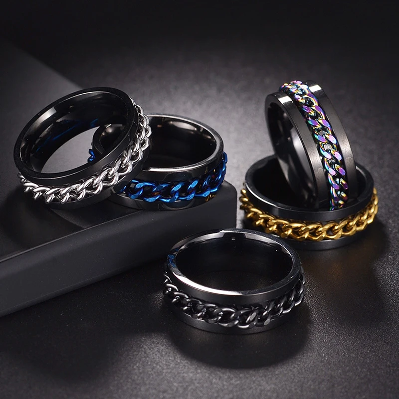 New Cool Stainless Steel Rotatable Couple Ring High Quality Spinner Chain Rotable Rings for Women Man Punk Jewelry Party Gift
New Cool Stainless Steel Rotatable Couple Ring High Quality Spinner Chain Rotable Rings for Women Man Punk Jewelry Party Gift