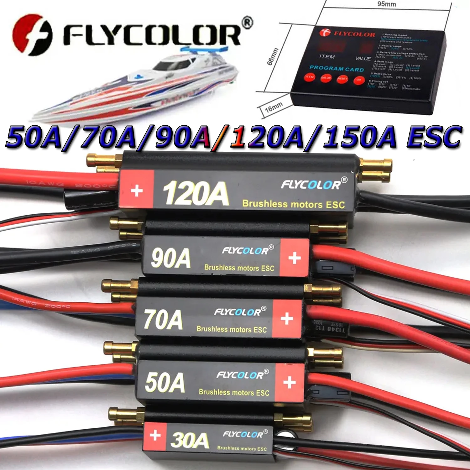 FlyColor Waterproof 30A 50A 70A 90A 120A RC BOAT ESC 2-6S Lipo Speed Controller with Program Card for RC Boats RC Model Ships
FlyColor Waterproof 30A 50A 70A 90A 120A RC BOAT ESC 2-6S Lipo Speed Controller with Program Card for RC Boats RC Model Ships