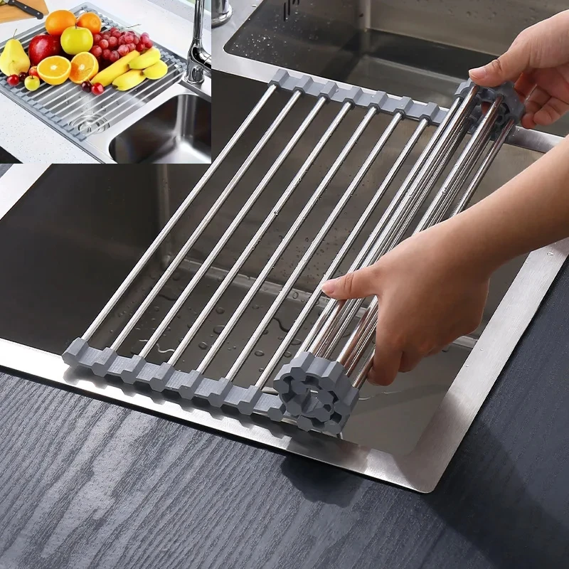 Foldable sink holder, silicone stainless steel tableware drain, kitchen sink holder, sponge holder, filter manager
Foldable sink holder, silicone stainless steel tableware drain, kitchen sink holder, sponge holder, filter manager