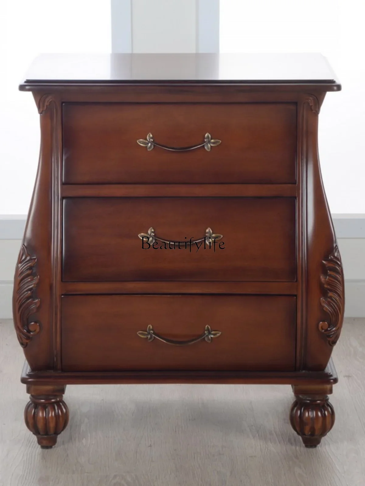 Wood Carved Bedside Table American Country Drawer European Three-Drawer Storage Cabinet
Wood Carved Bedside Table American Country Drawer European Three-Drawer Storage Cabinet