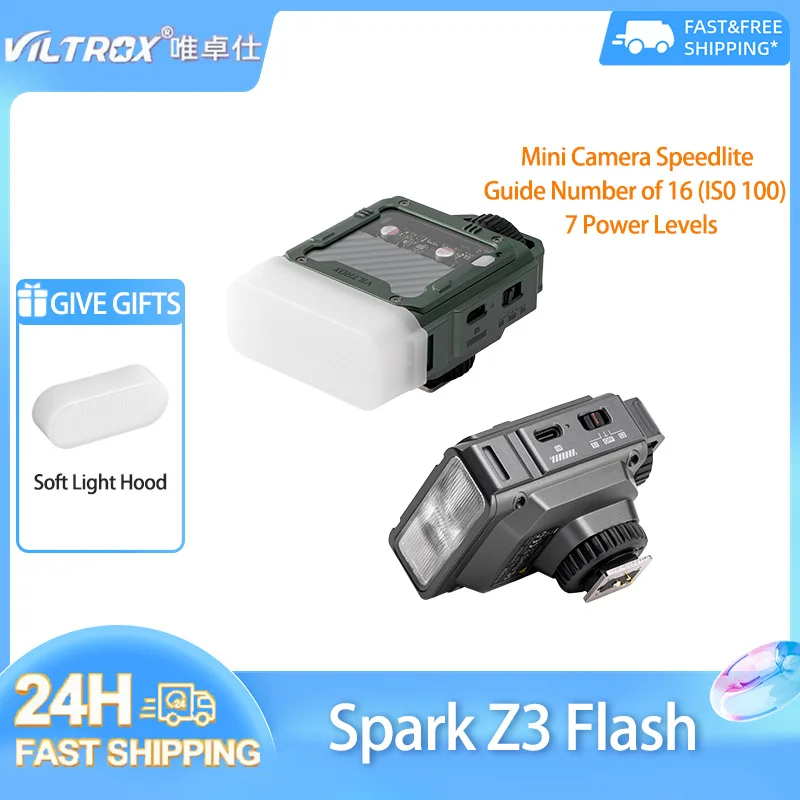 Viltrox Spark Z3 Mini Flash TTL on-Camera GN16 7 Speed Control Camera Speedlite for Canon Nikon Sony Fuji DSLR Camera
Viltrox Spark Z3 Mini Flash TTL on-Camera GN16 7 Speed Control Camera Speedlite for Canon Nikon Sony Fuji DSLR Camera