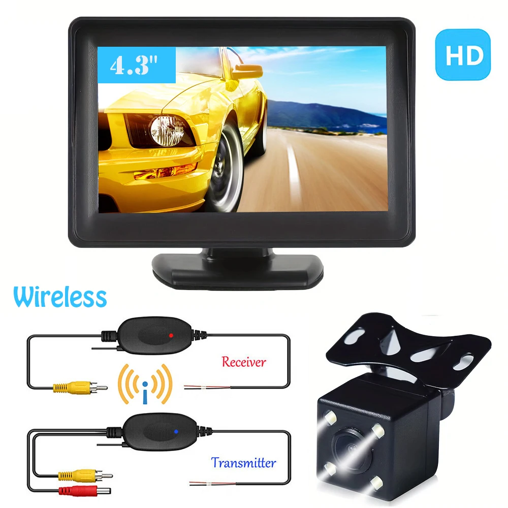 4LED Wireless 4.3'' Car Monitor HD Rear View Reversing Camera Kit for Truck Caravan Van
4LED Wireless 4.3'' Car Monitor HD Rear View Reversing Camera Kit for Truck Caravan Van